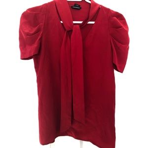 Club Monaco red silk blouse